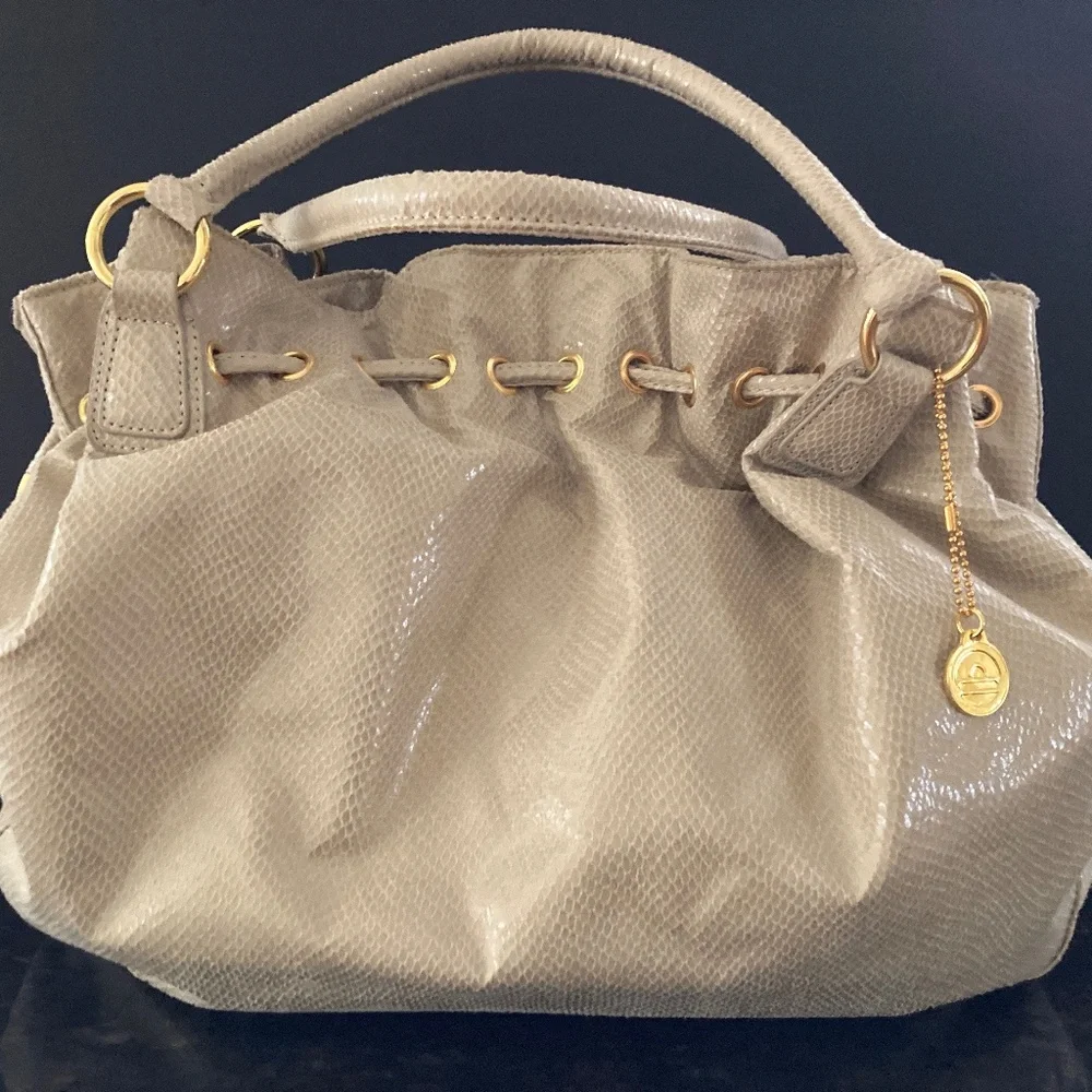 Big Buddha Snake Embossed Double Handle Satchel/Pale Green/NEW/NEVER USED!